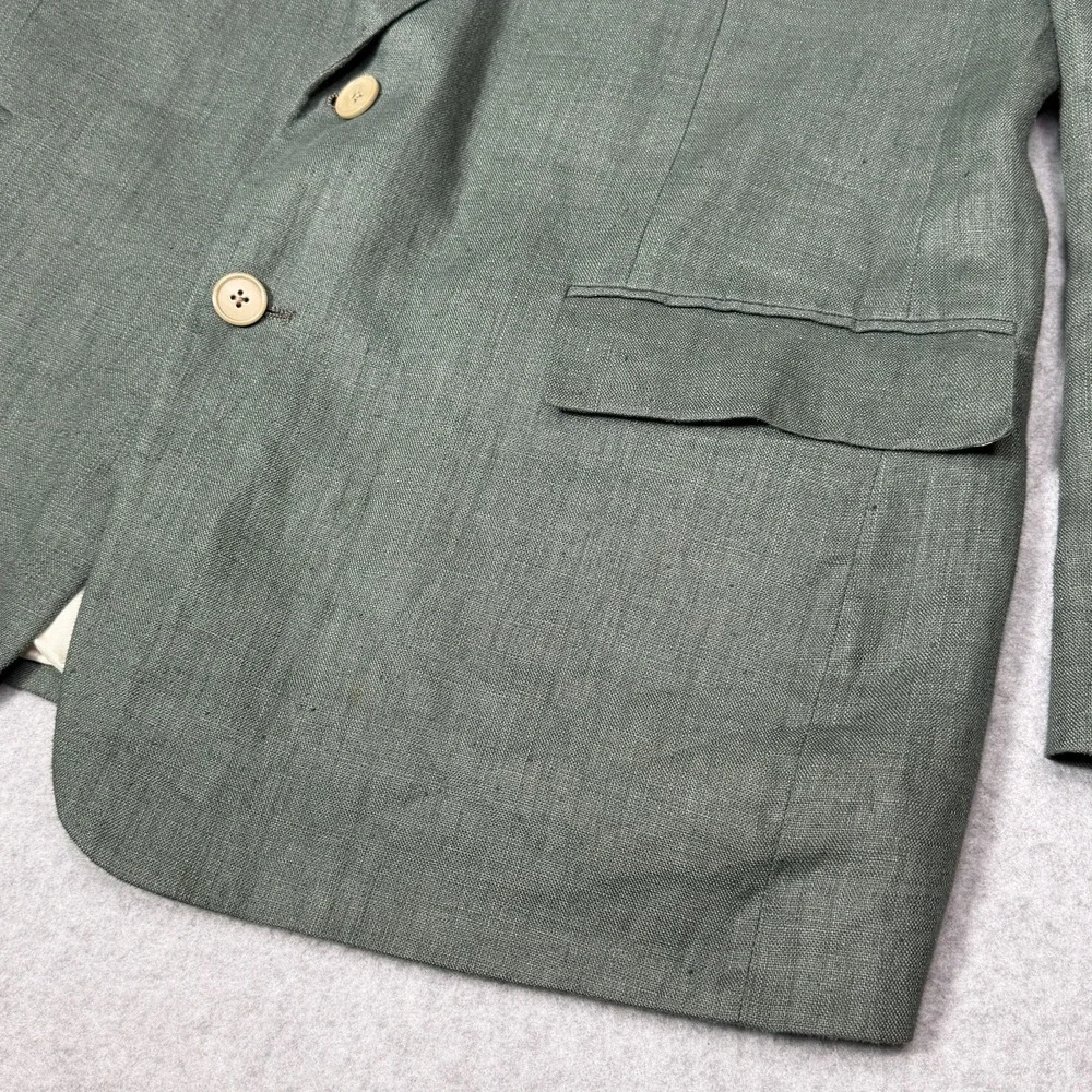 Vintage Givenchy Monsieur Sport Coat Nubby Summer Linen Men's 48 L Solid Green